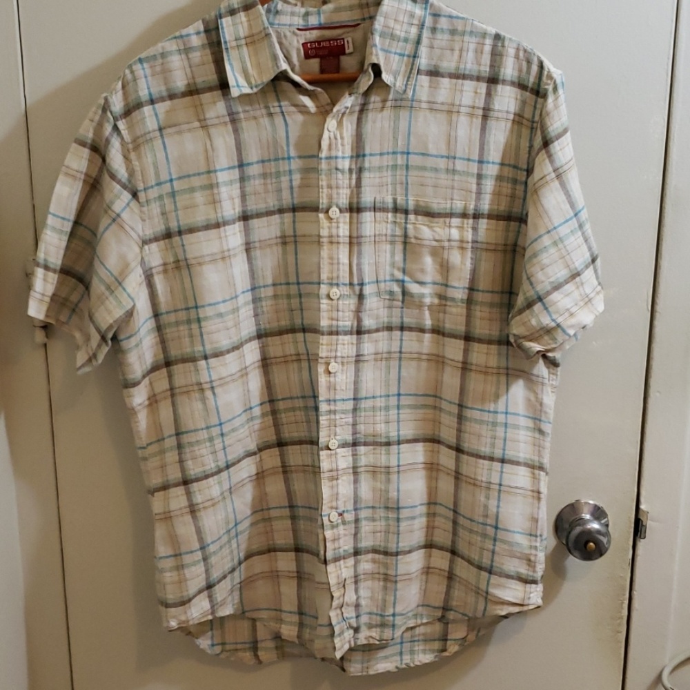 Mens Guess short sleeve button down shirt